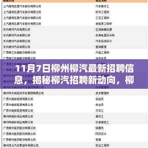 揭秘柳汽新动向,柳州柳汽最新招聘信息深度解析(聚焦要点)