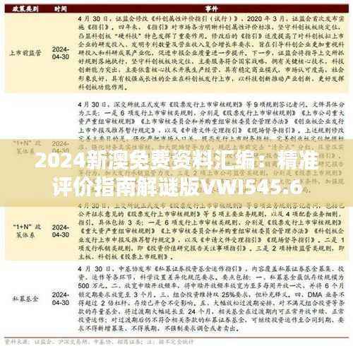 2024新澳免费资料汇编:精准评价指南解谜版VWI545.6
